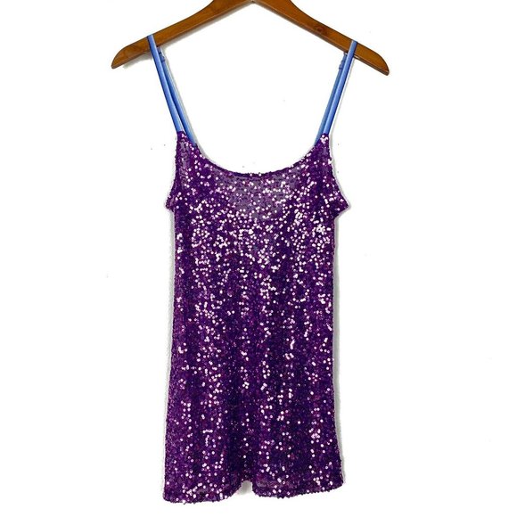 Free People Tops - Free People Purple Sequins Sheer Slip Top